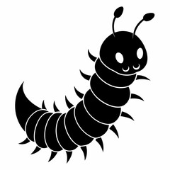 Caterpillar vector silhouette black design white background