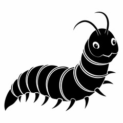Caterpillar vector silhouette black design white background