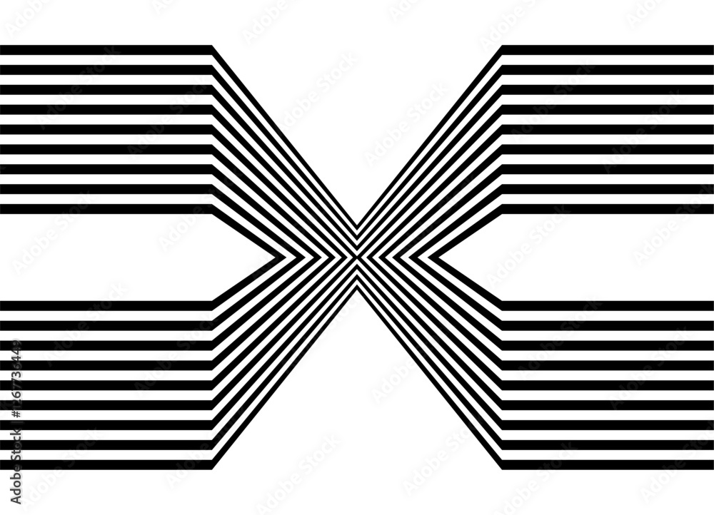 Poster modern vector pattern of black parallel lines on white background in retro style. trendy design elem