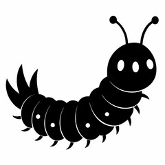 Caterpillar vector silhouette black design white background