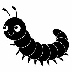Caterpillar vector silhouette black design white background