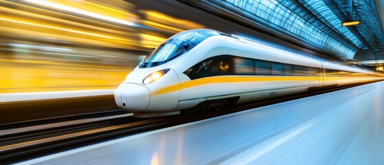 Fototapeta premium High-Speed Train Motion Blur: A Modern Transportation Marvel