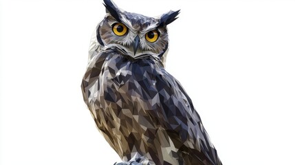 Fototapeta premium Wildlife Photography of Majestic Owl: Detailing Nature's Nocturnal Raptor with Vibrant, Textured Feathers in Forest Habitat