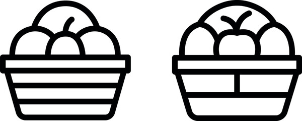 Basket of Fruit Icon Design Vector Symbol Set – Fresh Produce and Harvest Graphics