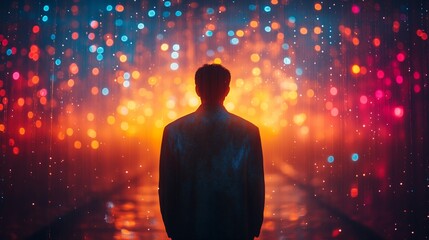 The Back of Urban Night Returning People