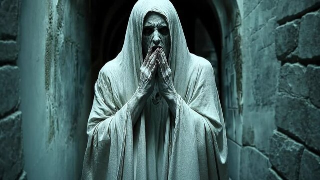 Haunting Sculpture of Virgin Mary in Ancient Italian Church Architecture