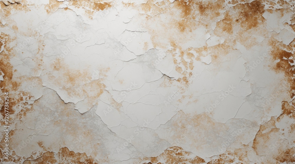 Aufkleber textured background of peeling white and brown paint with cracks and layers suitable for modern desi
