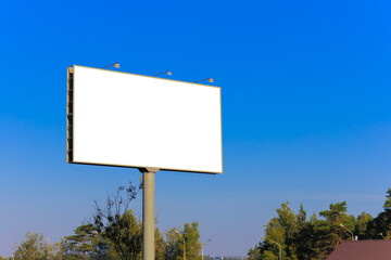 Large white billboards for outdoor advertising and information boards along the roads and on the streets of the city. Background for design and advertising.