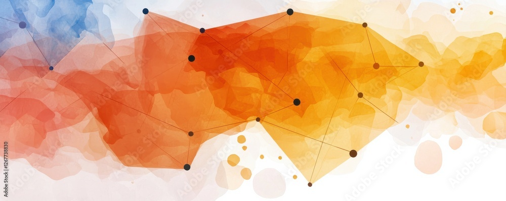 Aufkleber a vibrant, abstract design featuring orange and blue hues with geometric shapes and subtle textures,