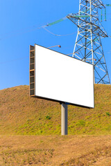 Background for design, white billboards on city streets and along roads in the summer day