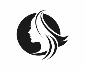 Elegant Woman's Profile Silhouette with Flowing Hair