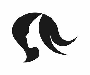 Elegant Woman's Profile Silhouette with Flowing Hair