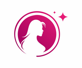 Elegant Feminine Silhouette Logo in Vibrant Pink