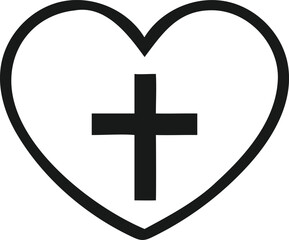 Obraz premium Simple graphic of a heart and cross, representing faith and love.