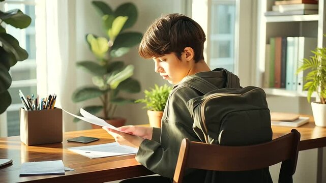 Student packing for college with scholarship acceptance letter