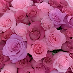 Fototapeta premium Elegant Arrangement of Roses in Various Shades of Pink for Floral Decoration and Special Occasions