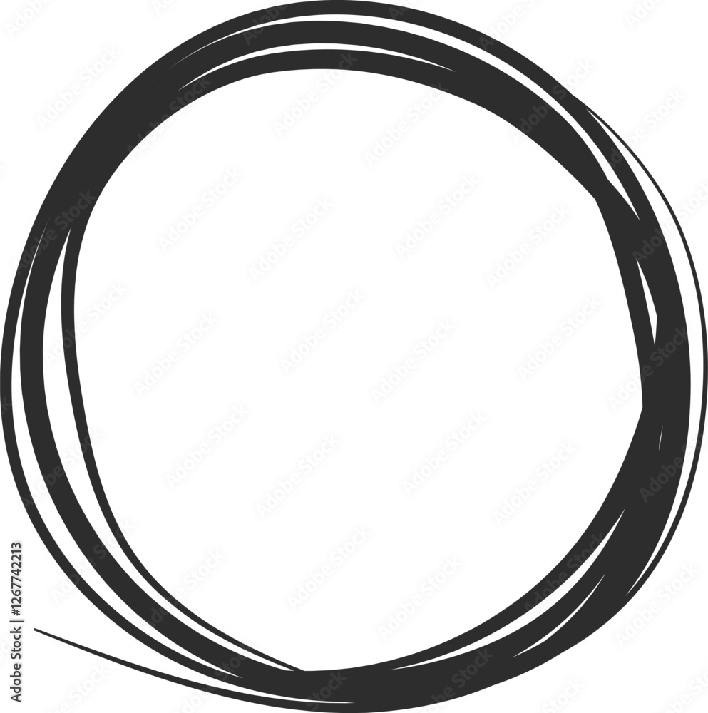 Poster multiple black lines forming a circle on a white background, creating an ideal graphic element for h
