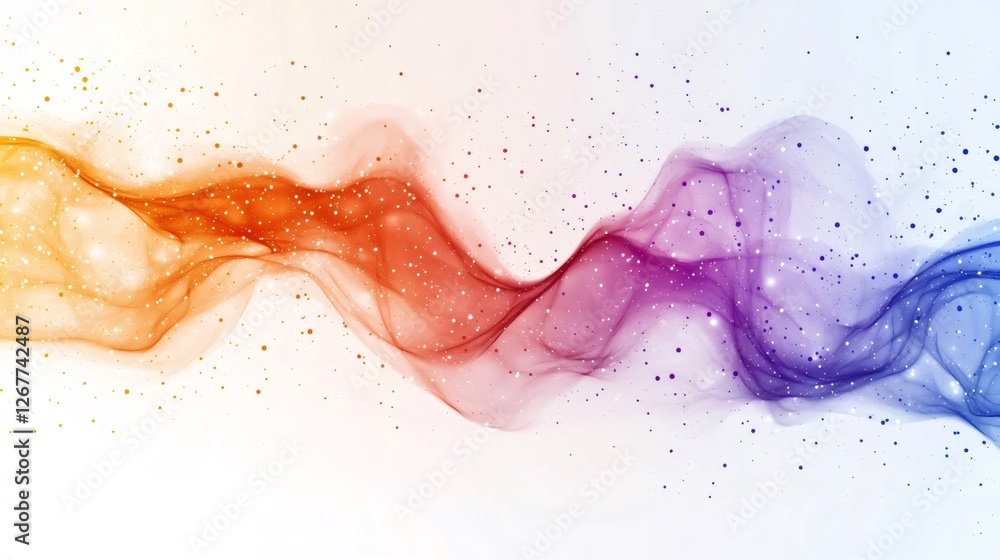Poster abstract colorful wave flowing with glitter particles