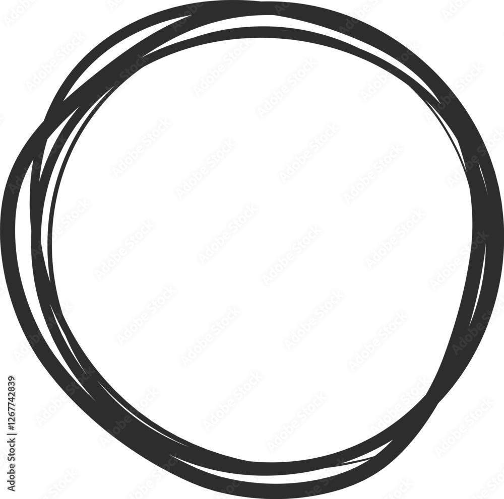 Poster simple, hand drawn imperfect circle, created with multiple overlapping lines, providing a unique and