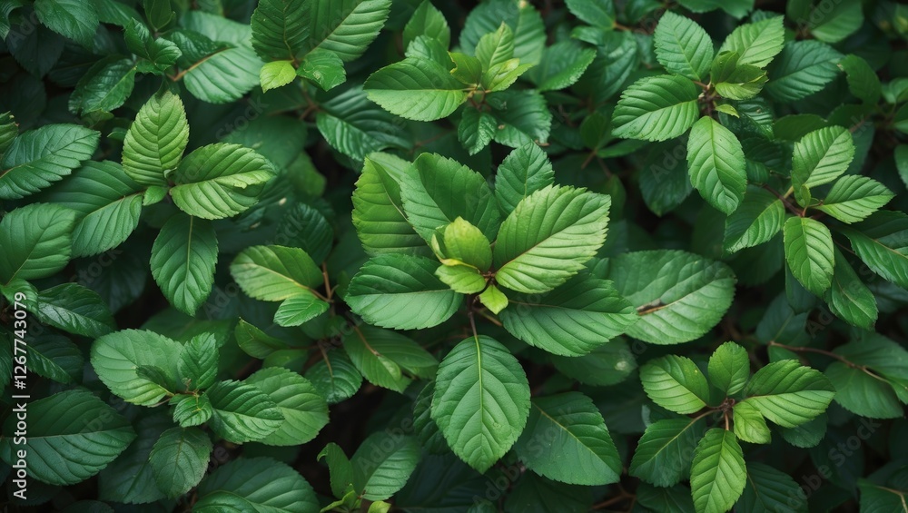 Aufkleber green foliage with varied leaf shapes and textures providing a natural background with copy space fo