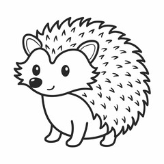 Simple a Hedgehog line art vector white background