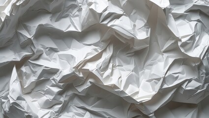 Obraz premium Crumpled white paper texture background with intricate folds and shadows suitable for art and design projects Copy Space