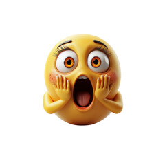 3D Render of a Shocked Emoji with Hands on Face