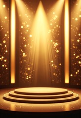Award ceremony background, empty luxury podium, and glitter light effects decorations