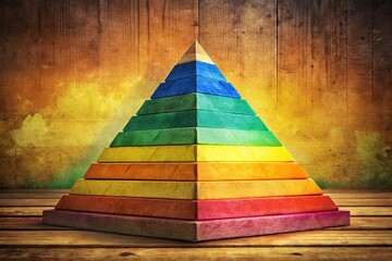 Color-keyed pyramid chart showcasing a process's stages.