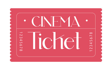 Cinema Ticket, Admit one ticket, red vintage ticket