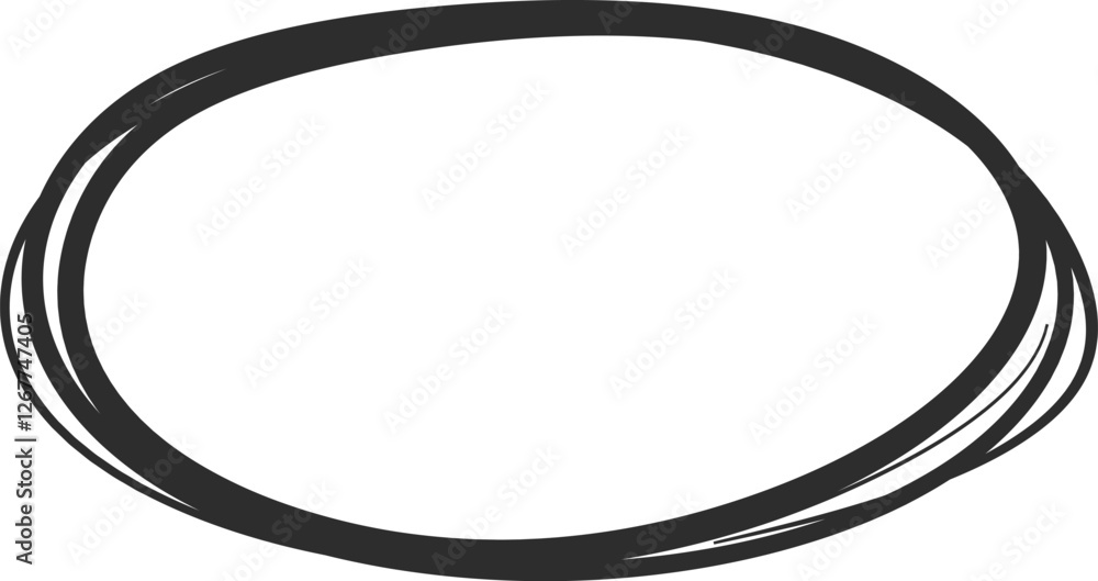 Poster irregular black oval shape with visible multiple strokes is drawn on a white background, providing a