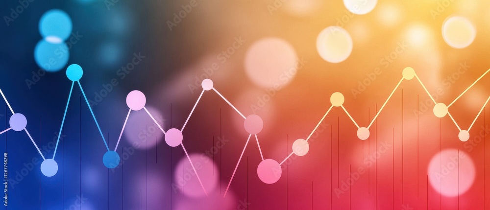 Poster a vibrant, abstract representation of data visualization with colorful bokeh effects, illustrating t