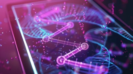 Futuristic DNA Analysis Progress Bar on High-Tech Biotech Tablet Screen for Research