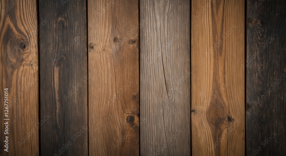 Poster wooden planks background with varied textures and colors arranged in parallel lines suitable for des