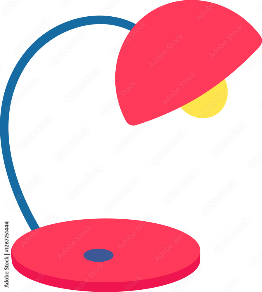 Poster stylish red desk lamp enhancing work efficiency by providing focused light, creating a visually appe