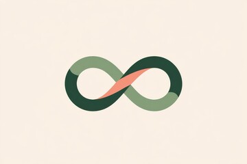 Obraz premium A simple and modern design featuring an infinity symbol made from two stylized arms, one green and the other pink, crossing each other.