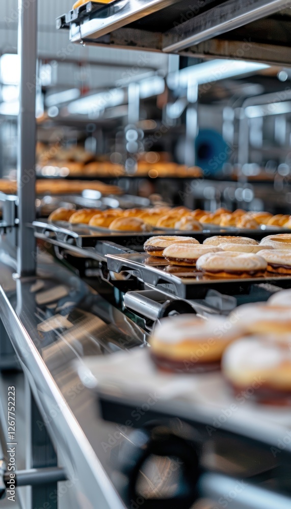 Poster automated bakery production line in hygienic environment for efficient food processing