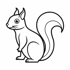 Simple a Squirrel line art vector white background