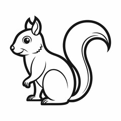 Simple a Squirrel line art vector white background