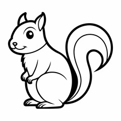 Simple a Squirrel line art vector white background