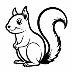 Simple a Squirrel line art vector white background
