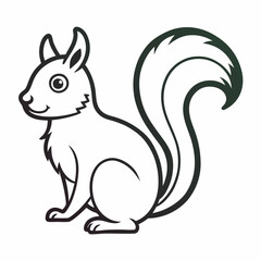 Simple a Squirrel line art vector white background