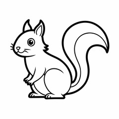 Simple a Squirrel line art vector white background