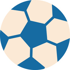 Simple graphic representation of a classic soccer ball featuring blue and beige panels, evoking the spirit of sports, competition, and athleticism