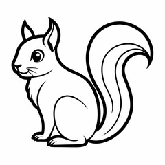 Simple a Squirrel line art vector white background