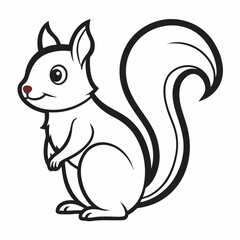 Simple a Squirrel line art vector white background