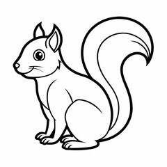Simple a Squirrel line art vector white background