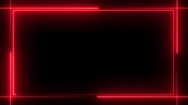 Abstract neon line picture frame background, Rectangular Fire effect Animation. Fire Flame Gradually Appearing in A rectangle Frame. lights in rectangle shape background.
