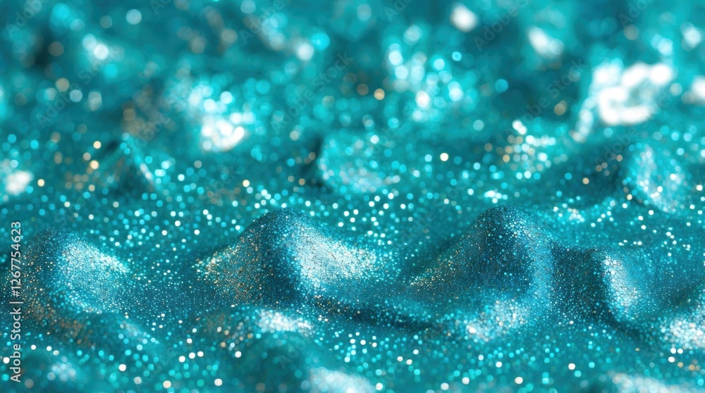 Poster turquoise textured surface with shimmering glitter and highlights suitable for background design and