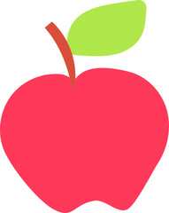 Minimalist vector illustration showcasing a ripe red apple adorned with a vibrant green leaf, representing healthy eating, freshness, and natural food choices for a balanced lifestyle